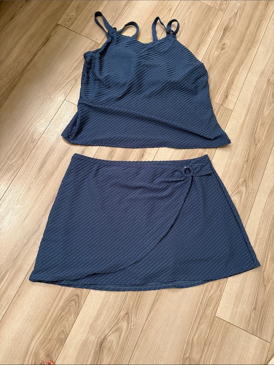 Lands' End Other - Lands' End Navy Textured Tankini Top and Skirt Swim Set